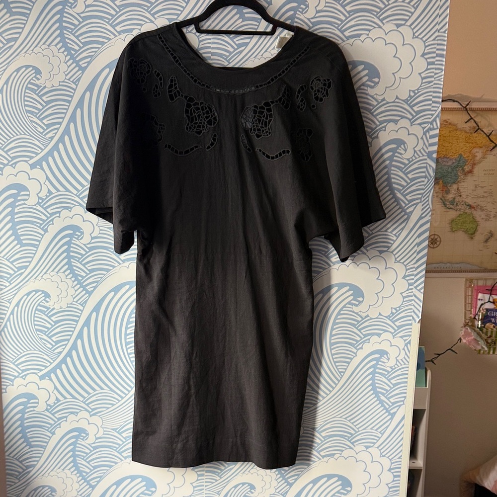 H&M size small linen blend Black Dress with Cutout Details in back